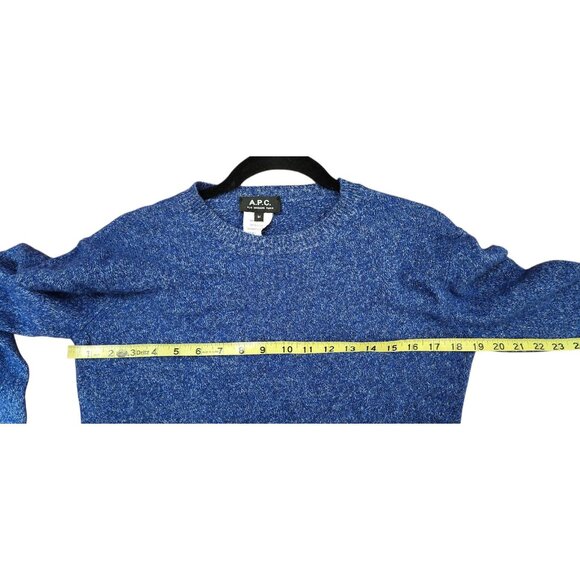A.P.C. APC Wool Blend Crewneck Sweater M Blue Melange Knit Paris Minimalist Chic - Picture 7 of 9